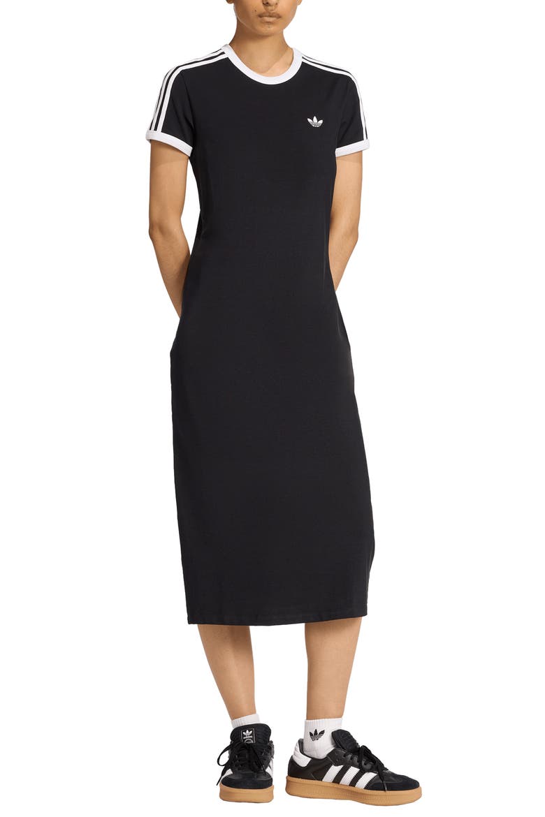 3-Stripes Stretch Cotton Midi Dress