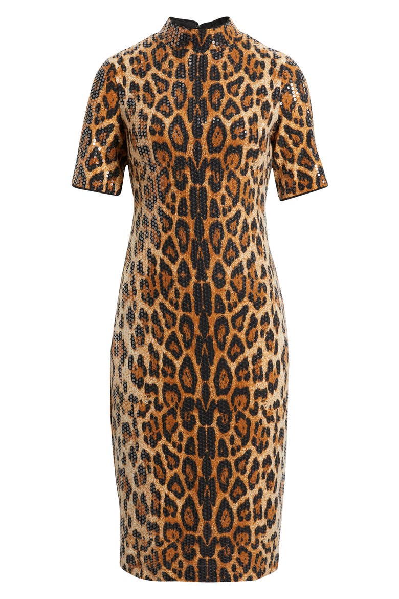 Sequin Mock Neck Sheath Dress