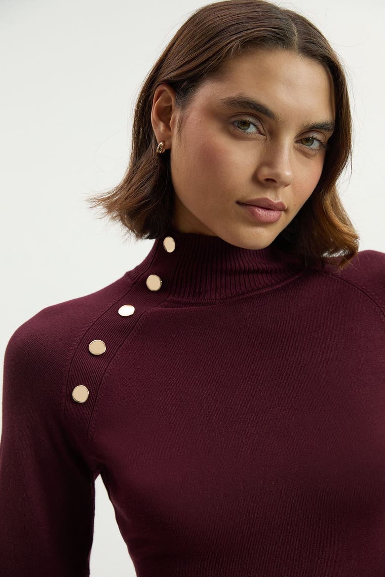 Viscose Blend Popper Knit Mini Dress
