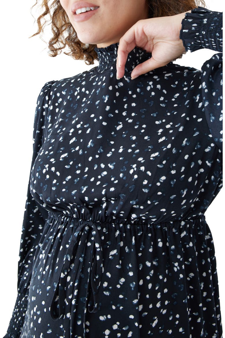 Smocked Long Sleeve Maternity Dress