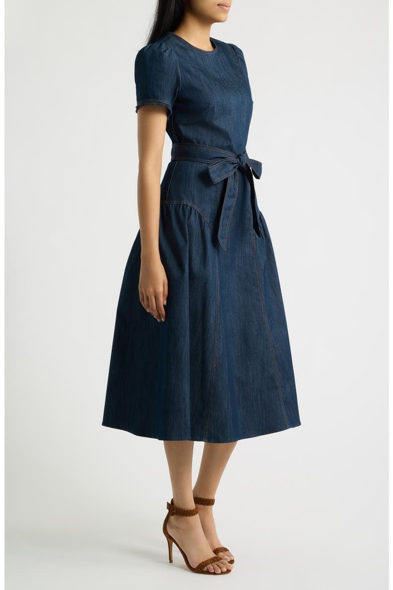 Fit & Flare Denim Midi Dress