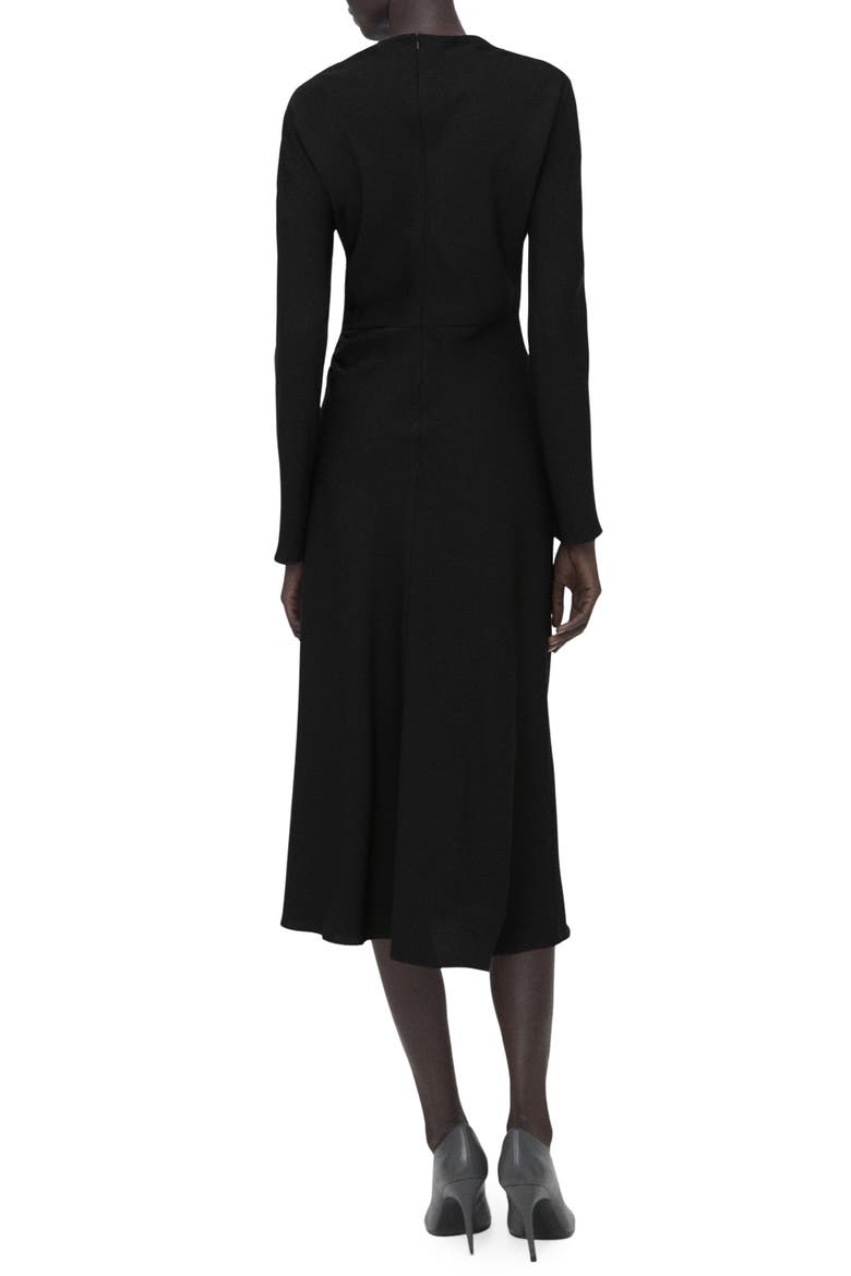 Ruched Long Sleeve Midi Dress