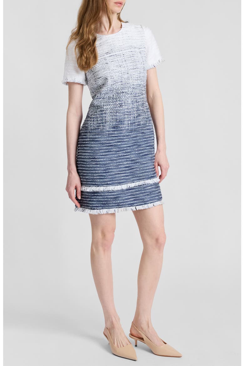 Melania Short Sleeve Shift Dress in Ombre Tweed