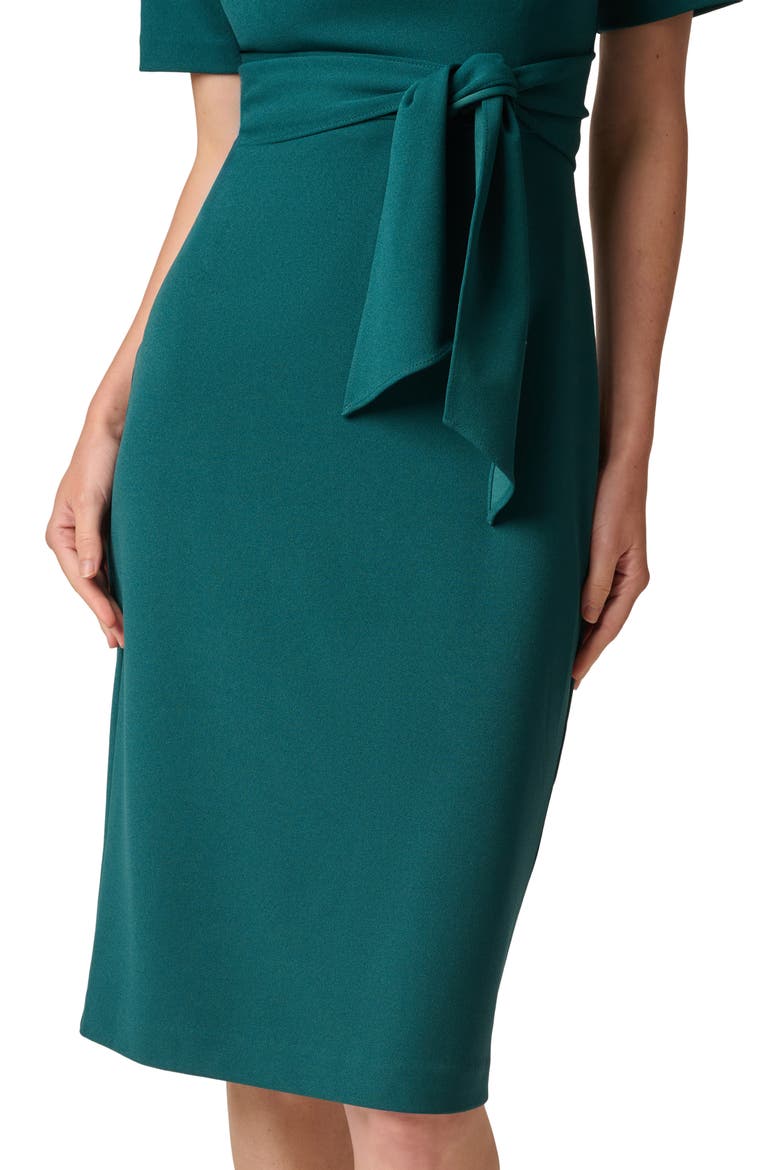 Tie Waist Crepe Sheath Dress