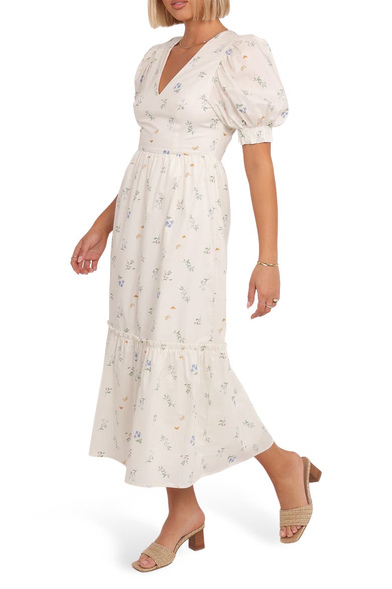 Steele Puff Sleeve Cotton Midi Dress
