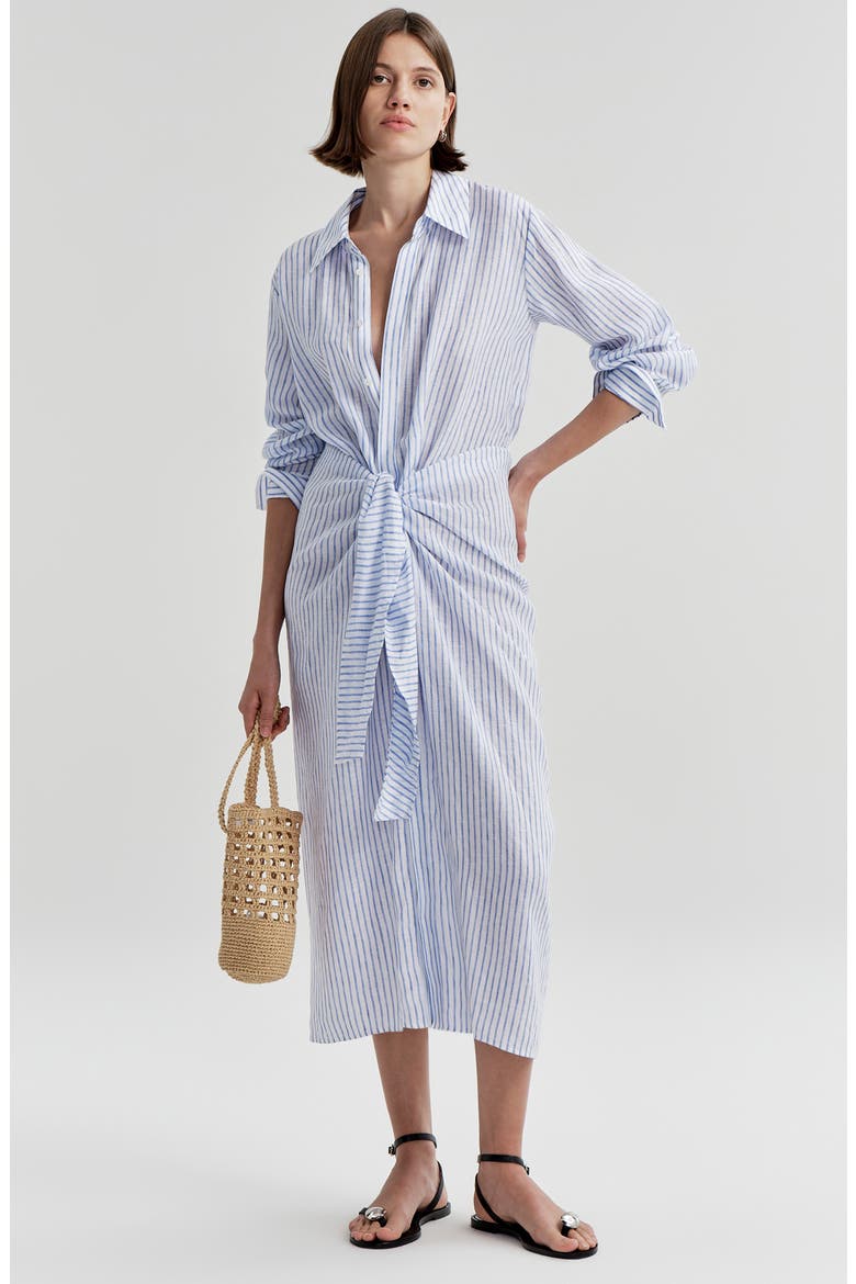 Mila Striped Linen Midi Shirtdress