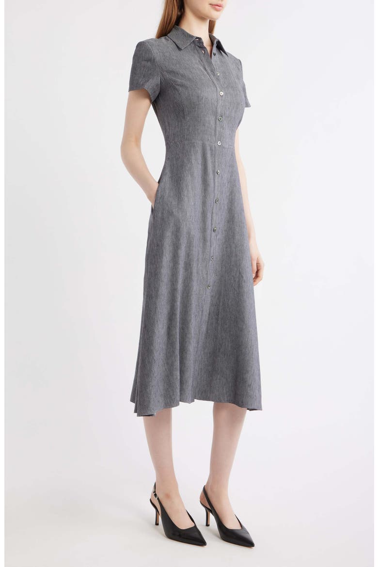Stretch Linen Blend Shirtdress