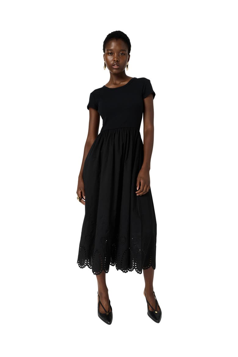 Rynah Scalloped Detail Midi Dress
