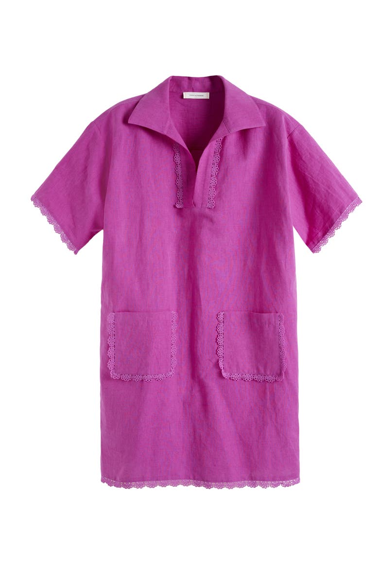 Linen-Blend Scallop Tunic Dress