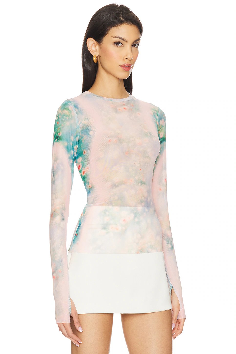 AFRM Kaylee Top in Placed Fog Floral - Image 3