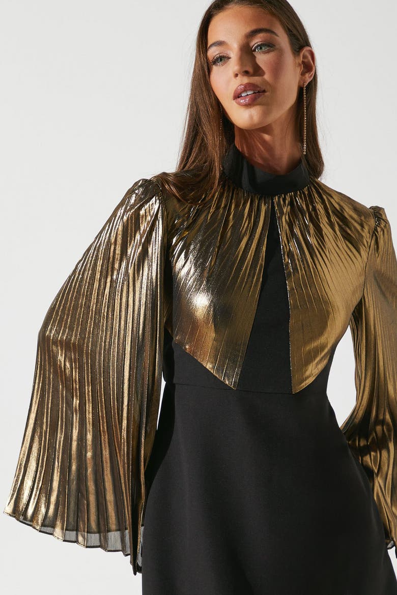 Party Metallic Long Sleeve Mini Dress