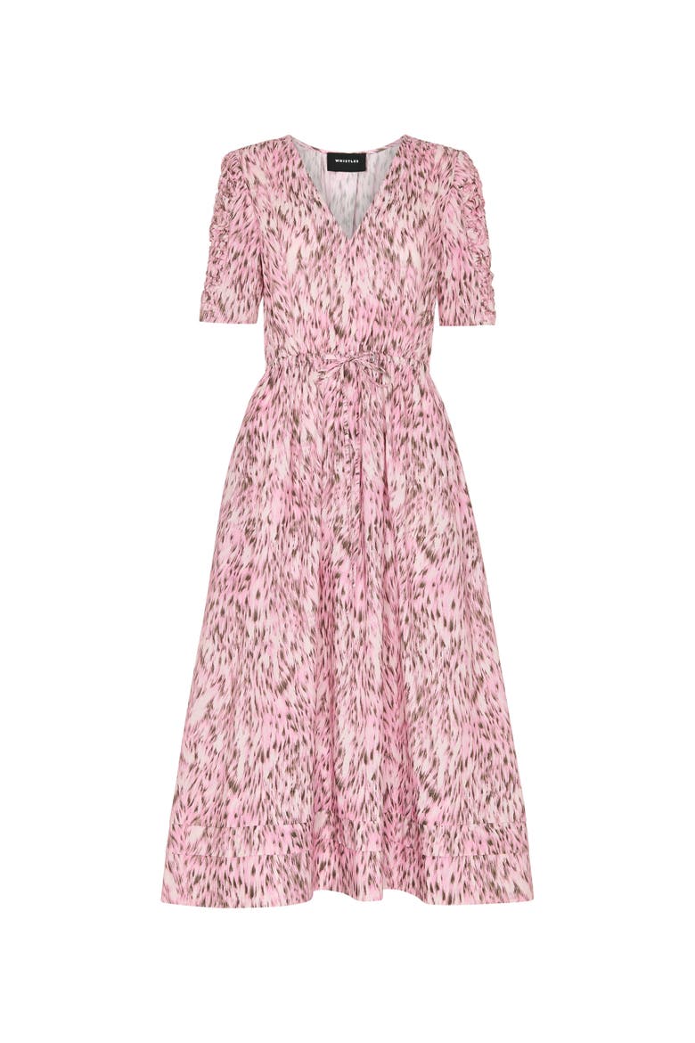 Short Sleeve V-Neck Printed Midi Dress