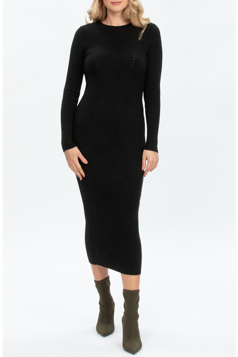 Long Sleeve Rib Maternity Midi Sweater Dress