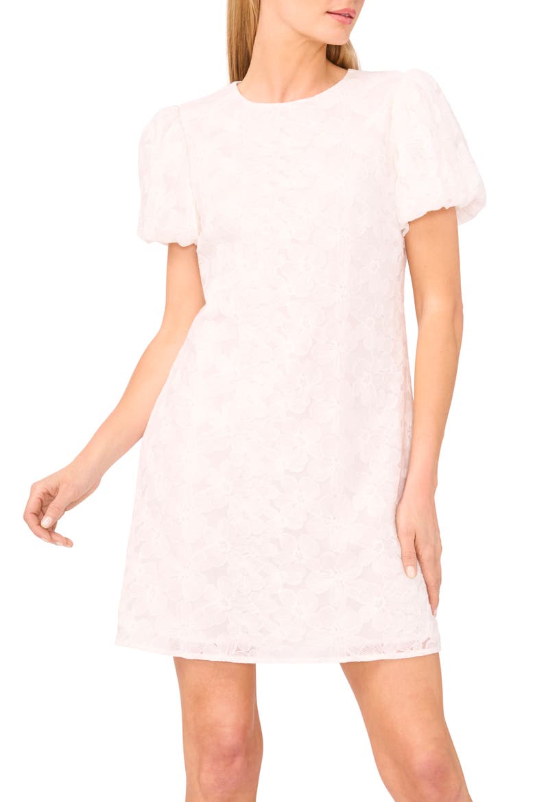 Embroidered Floral Bubble Short Sleeve Dress