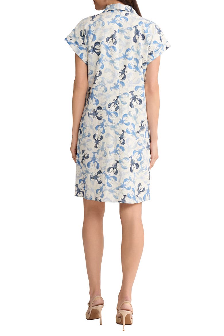 Print Short Sleeve Linen Blend Shift Dress