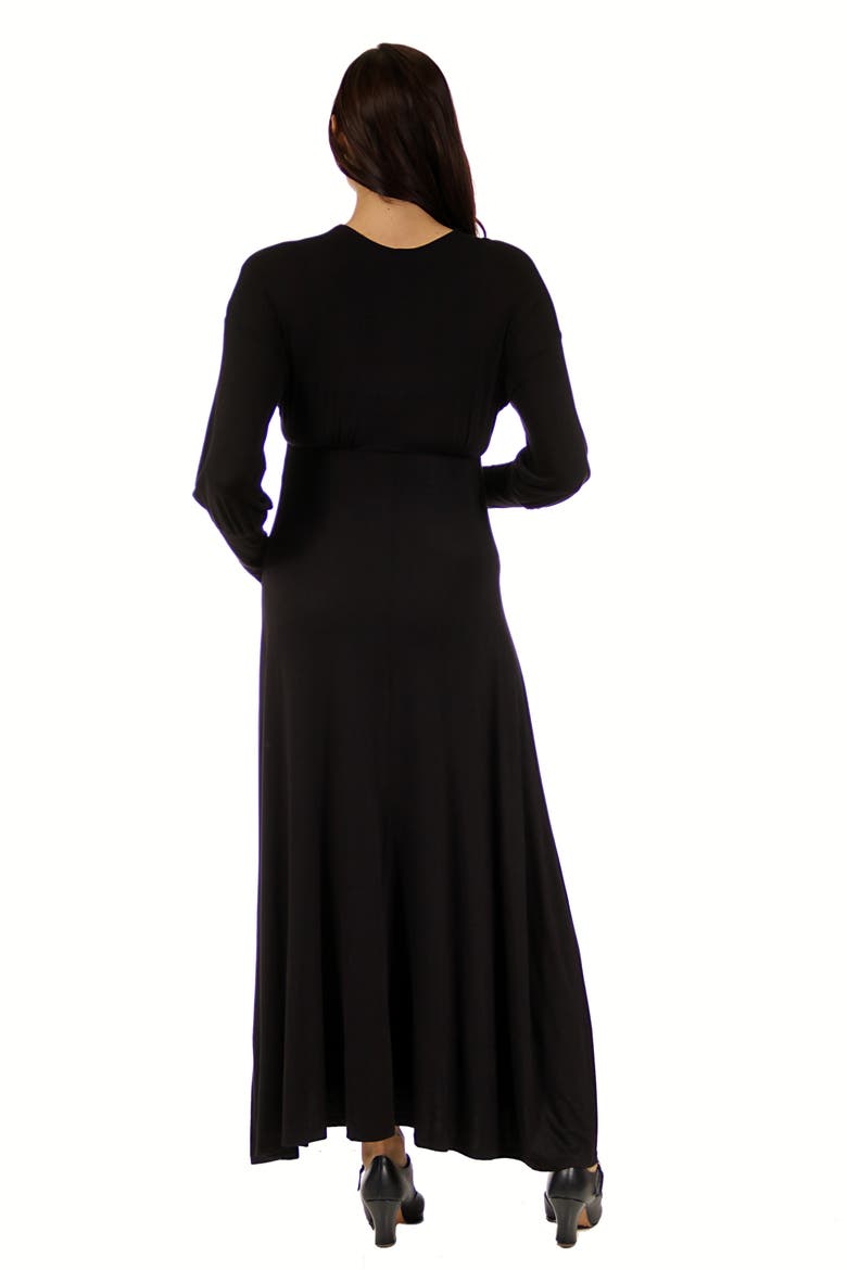 V-neck Long Sleeve Maternity Maxi Dress
