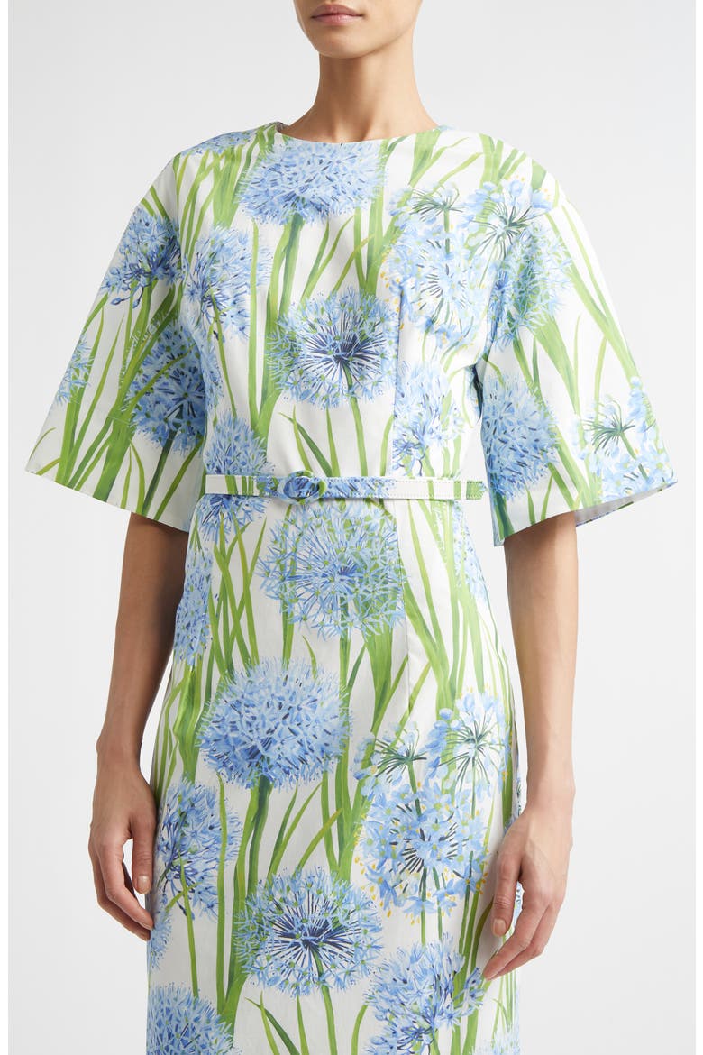 Allium Cotton Stretch Poplin Belted Midi Dress