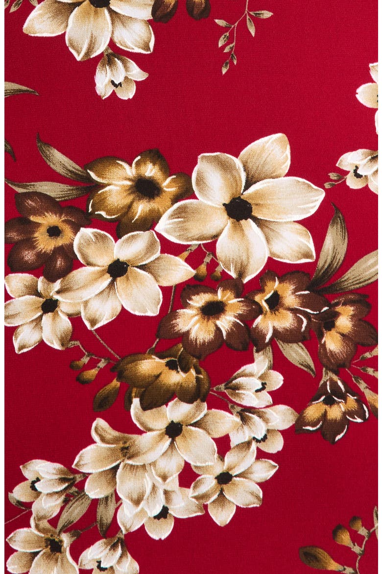 Floral Side Ruched Faux Wrap Dress