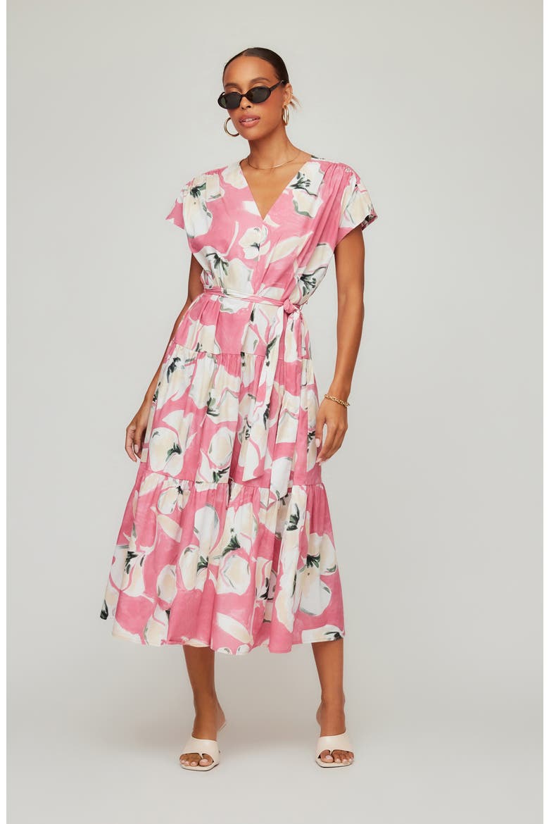Kristine Floral Tiered Cotton Midi Dress