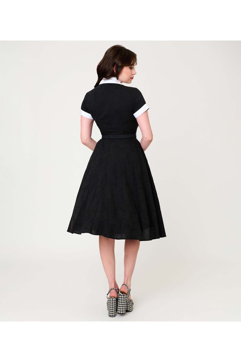 Collared Short Sleeved Belted Alexis Swing Dress