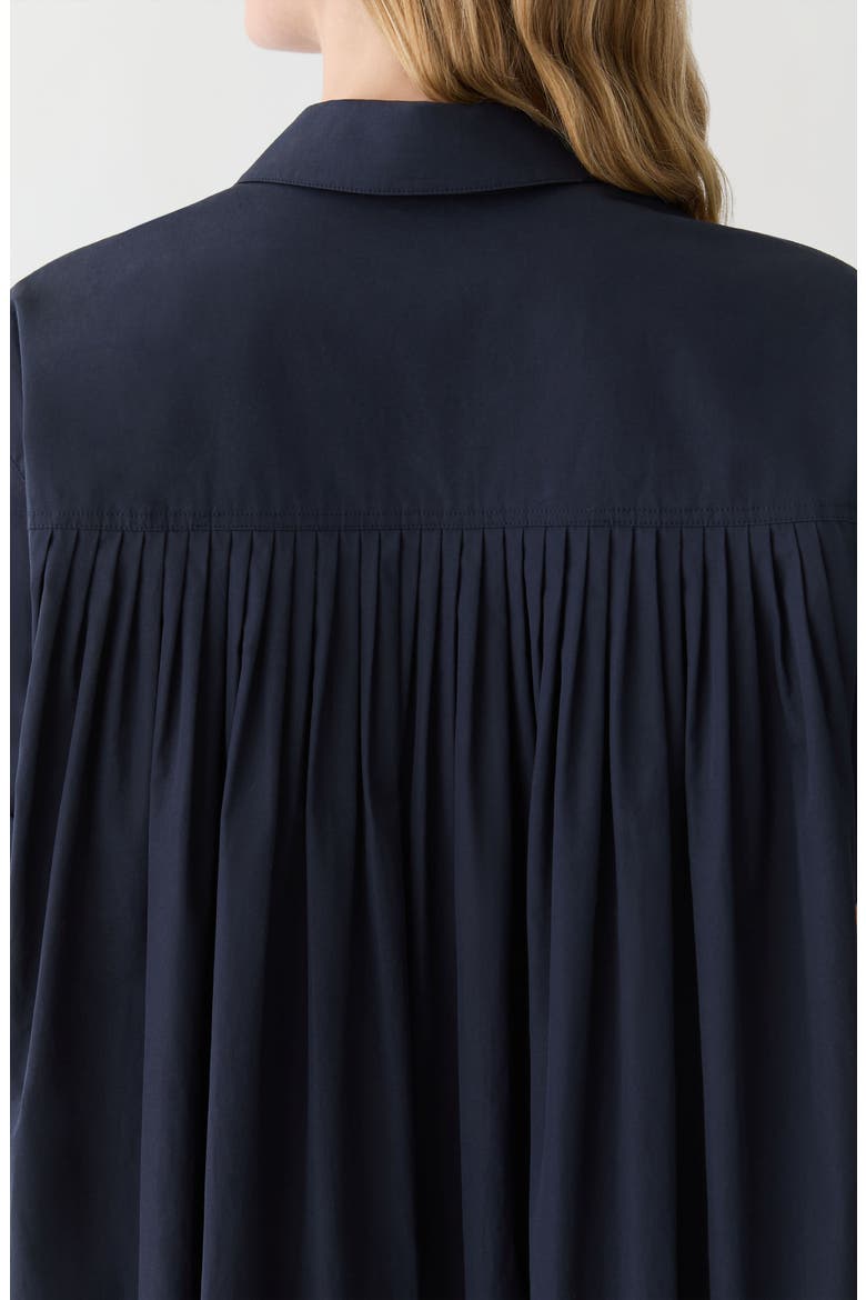 Pleated Organic Cotton Poplin Shirtdress