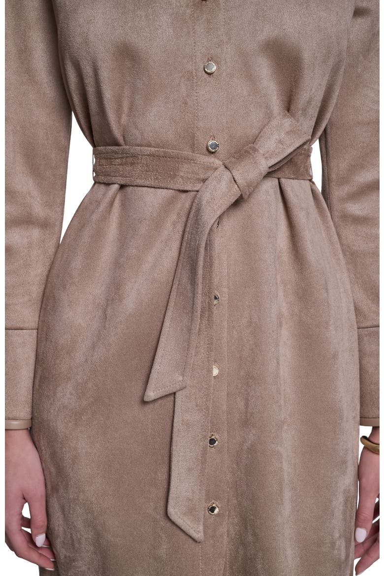 Long Sleeve Suede Shirt Dress