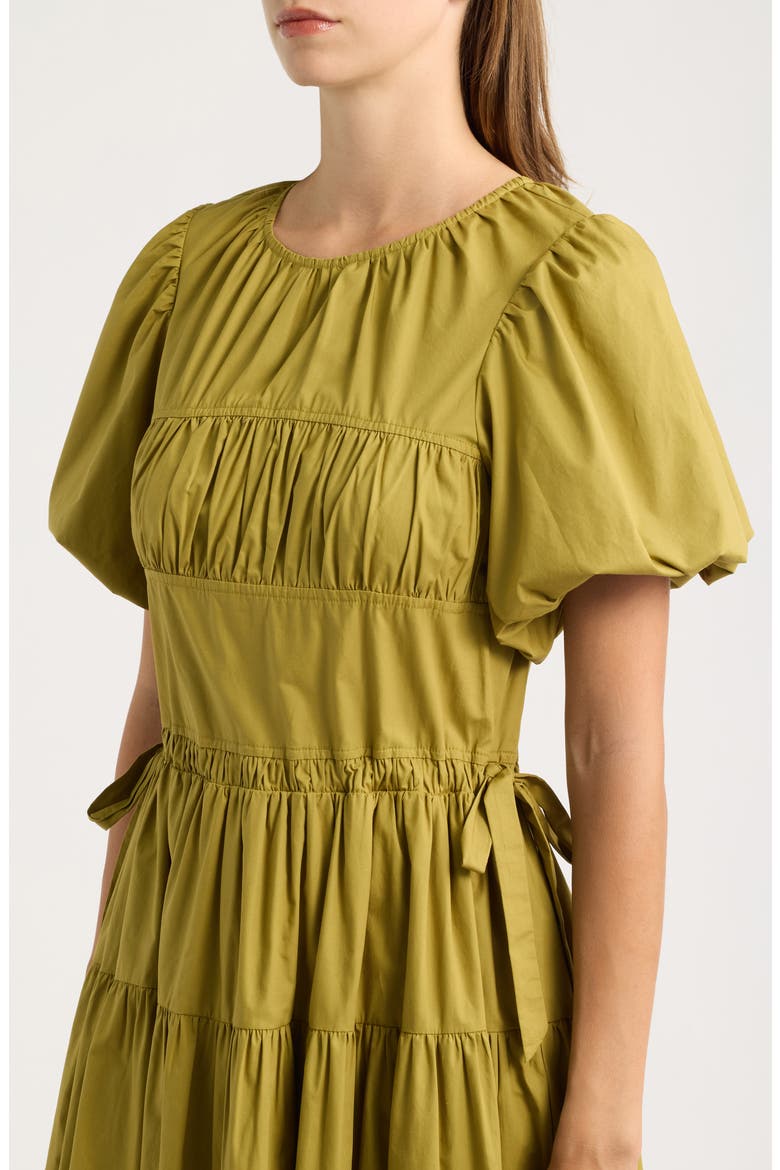 Smocked Puff Sleeve Midi Dress