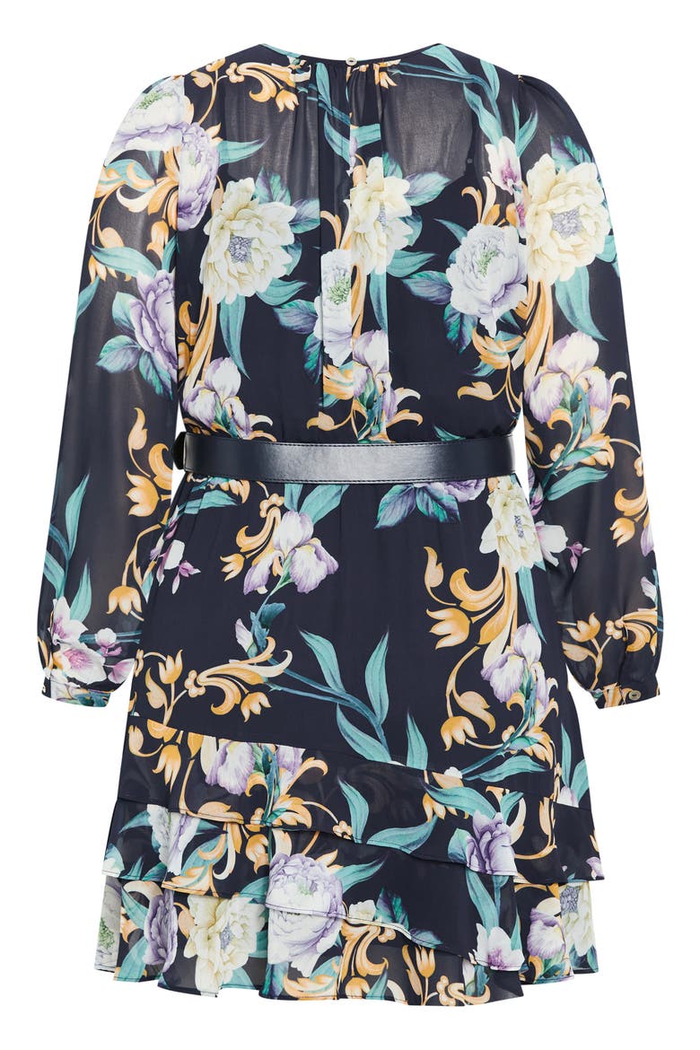 Lyra Violet Floral Belted Minidress