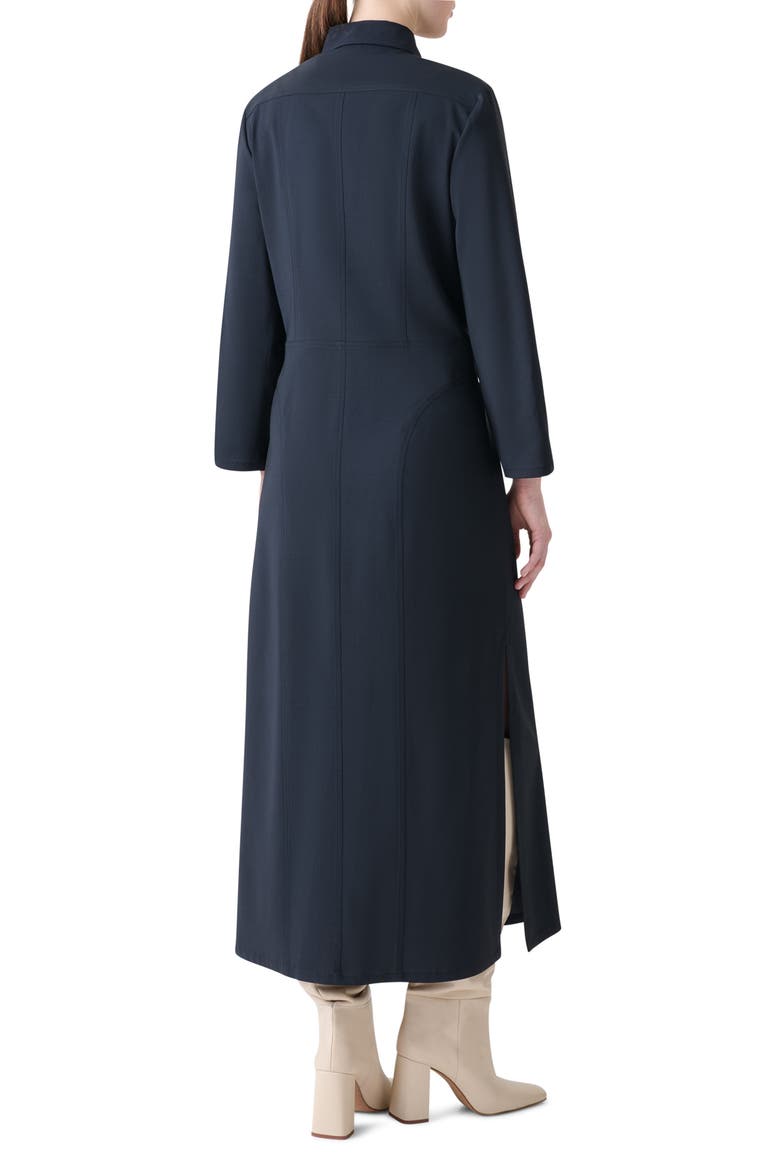 Long Sleeve Stretch Wool Midi Shirtdress