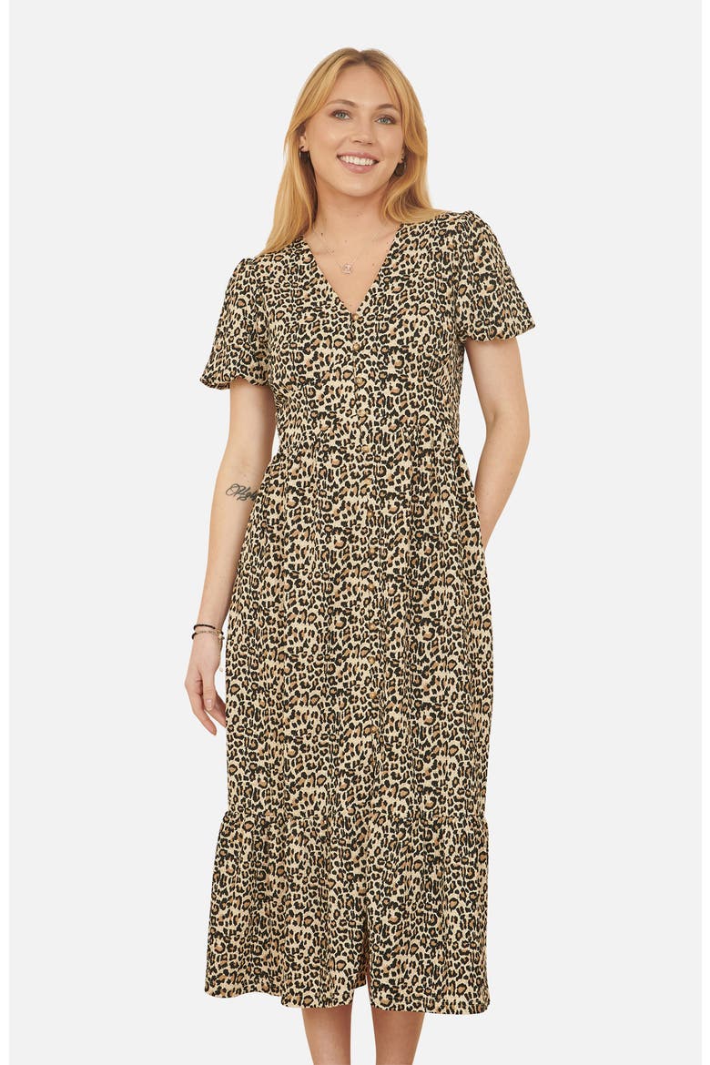 Pleated Button Through Midi Dress