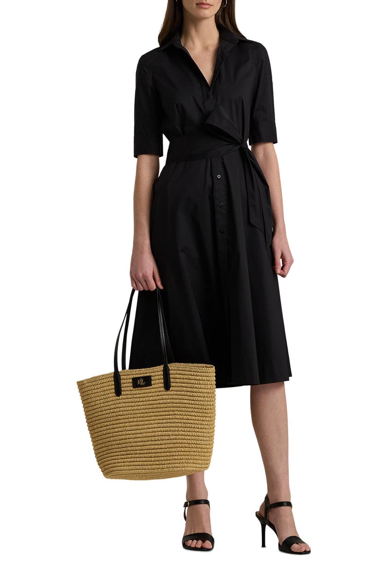 Belted Cotton Blend Shirtdress