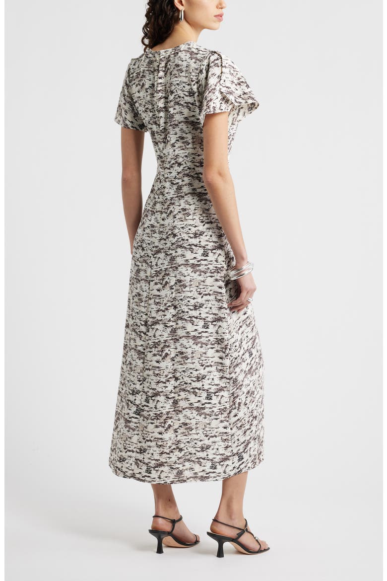 Split Sleeve Side Smocked Midi Dress