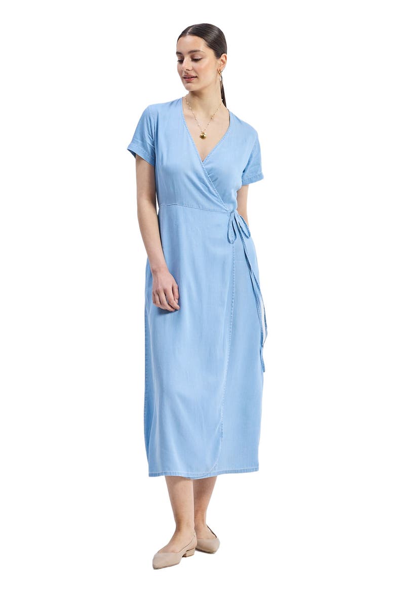 Maxi Wrap Dress in Light Blue