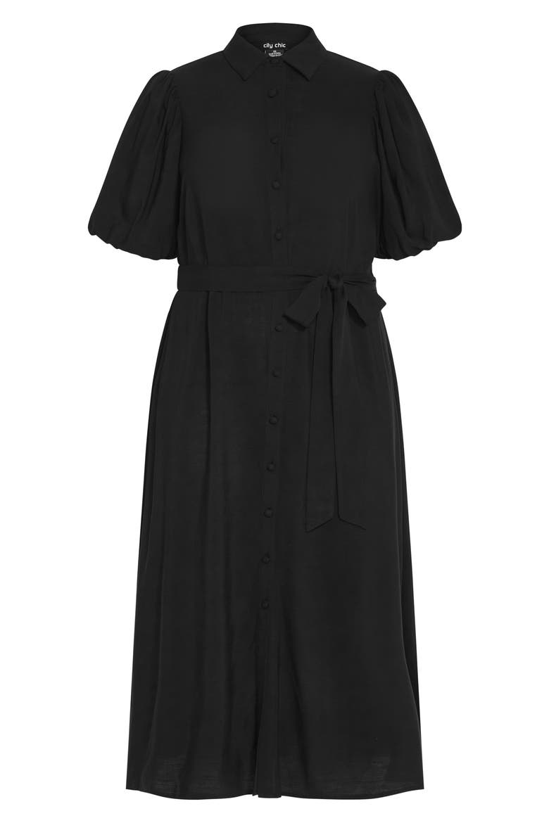 Freya Puff Sleeve Tie Belt Shirtdress