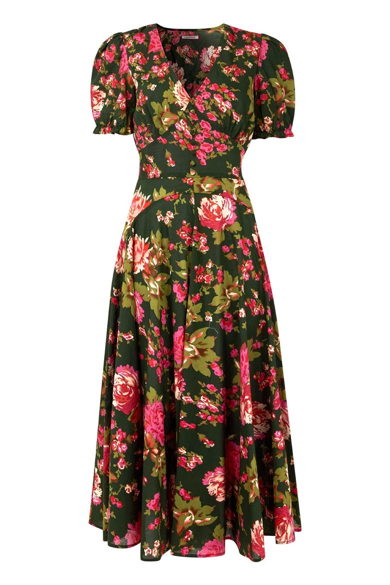 A-Line Button Front Midi Dress