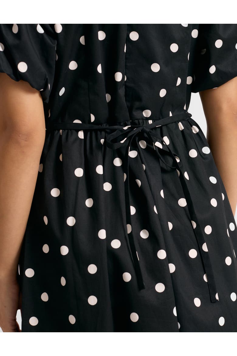 Large Spot V-Neck Midi Dress