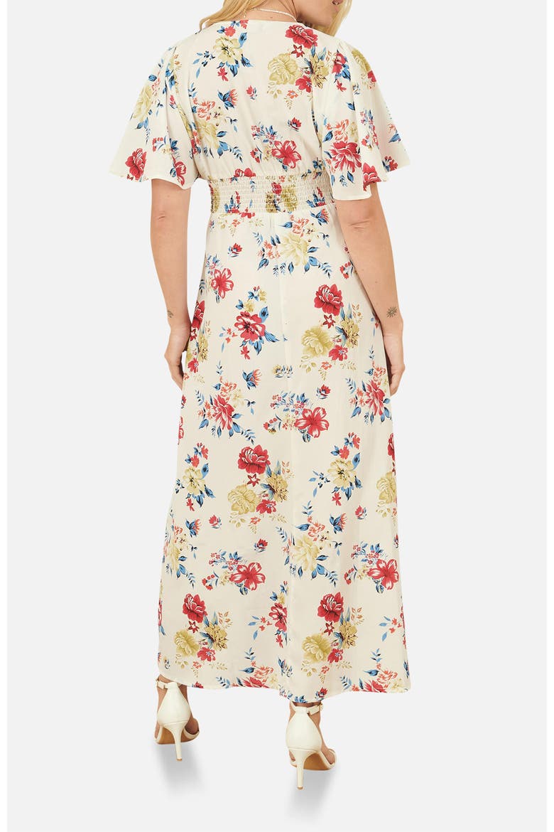 Ruched Waist V-Neck Midi Dress
