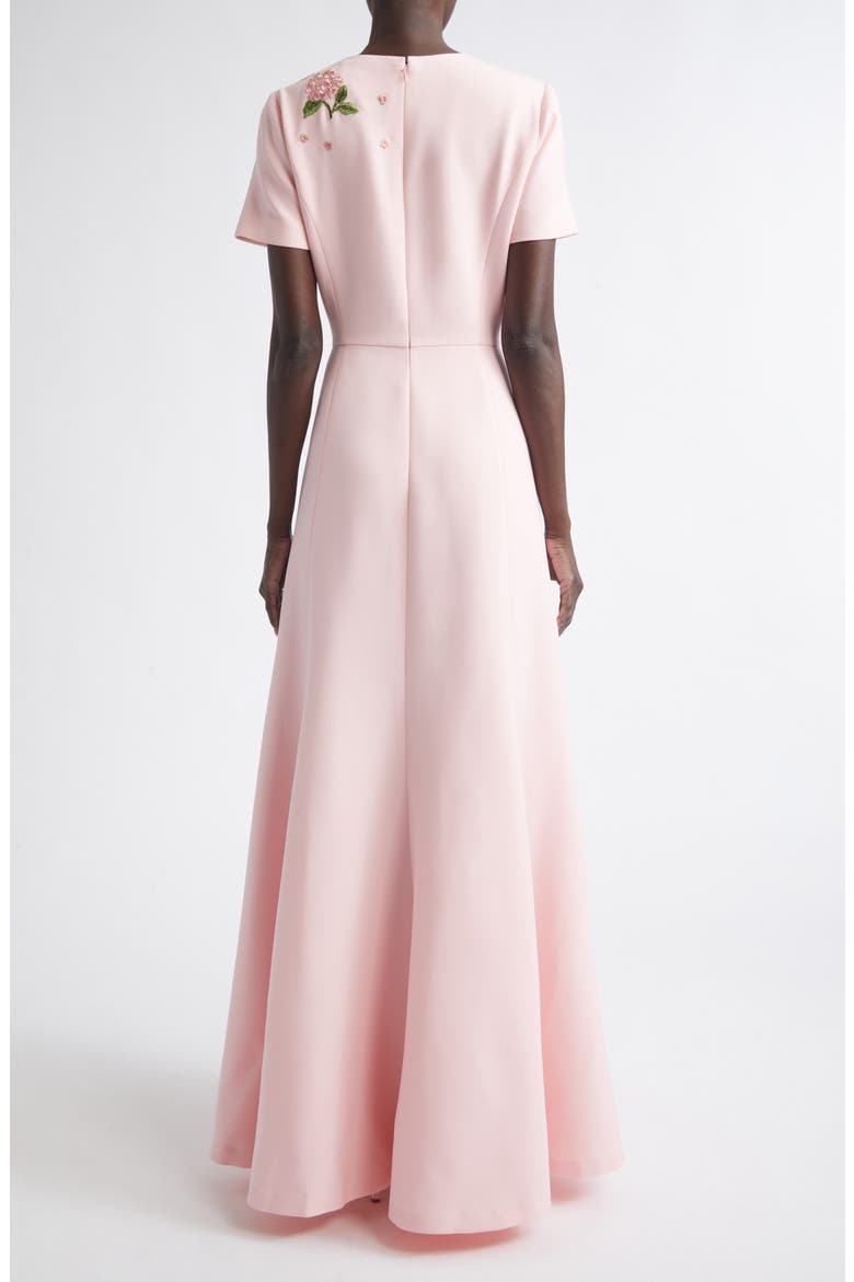 Floral Embroidered Crepe Gown