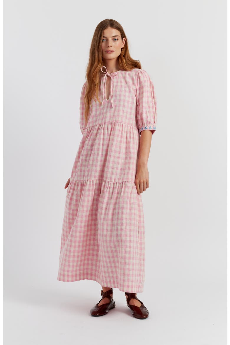 Linen Blend Gingham Day Dress