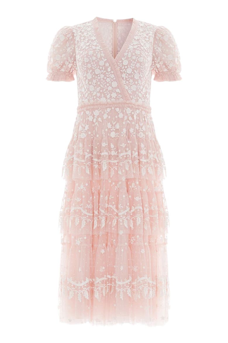 Layered Lace V-Neck Midi Dress