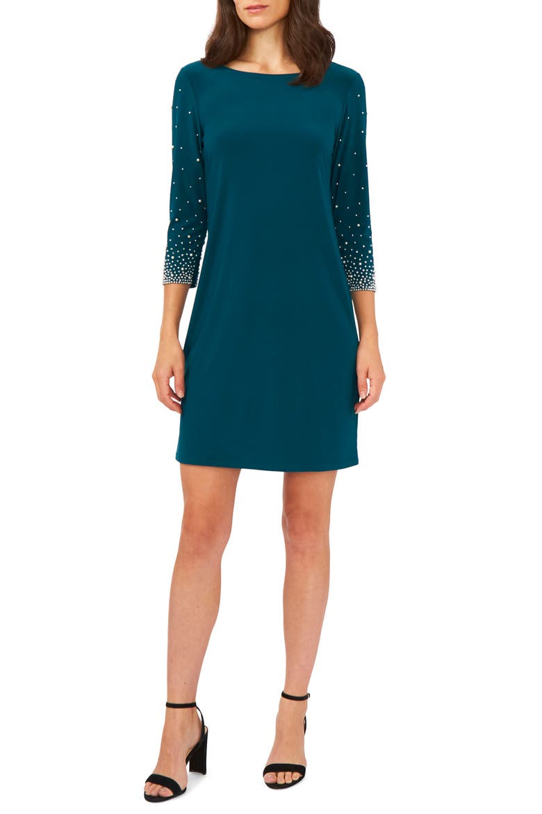 Beaded Sleeve Sheath Dress