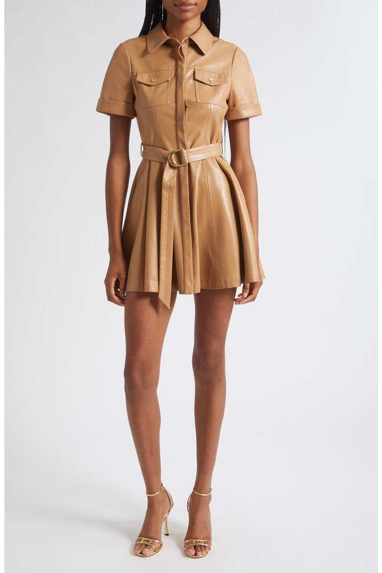 Lucy Faux Leather Mini Shirtdress