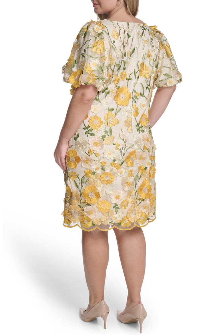 Embroidered Floral Appliqué Cocktail Dress