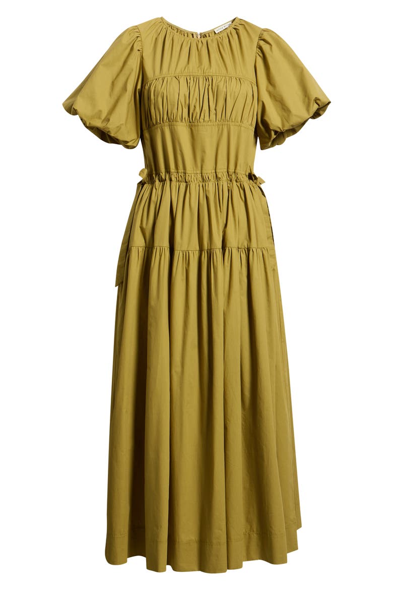 Smocked Puff Sleeve Midi Dress
