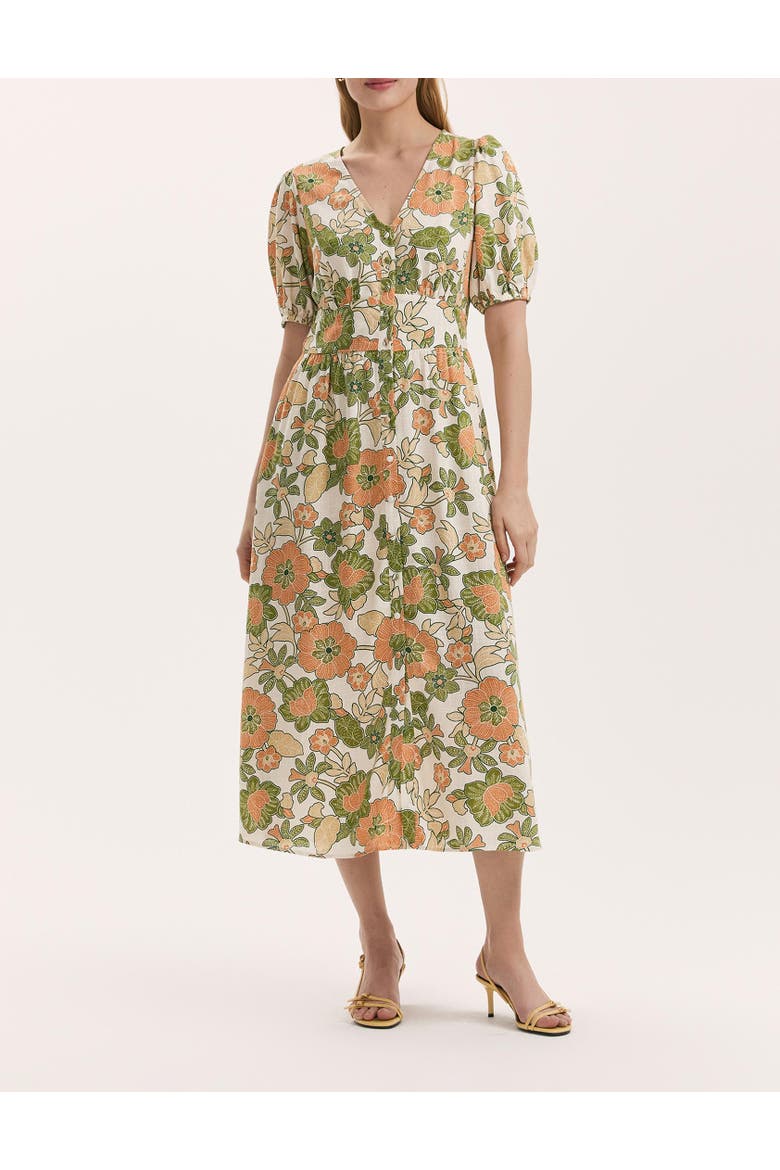 Addison Floral Linen Blend Midi Dress