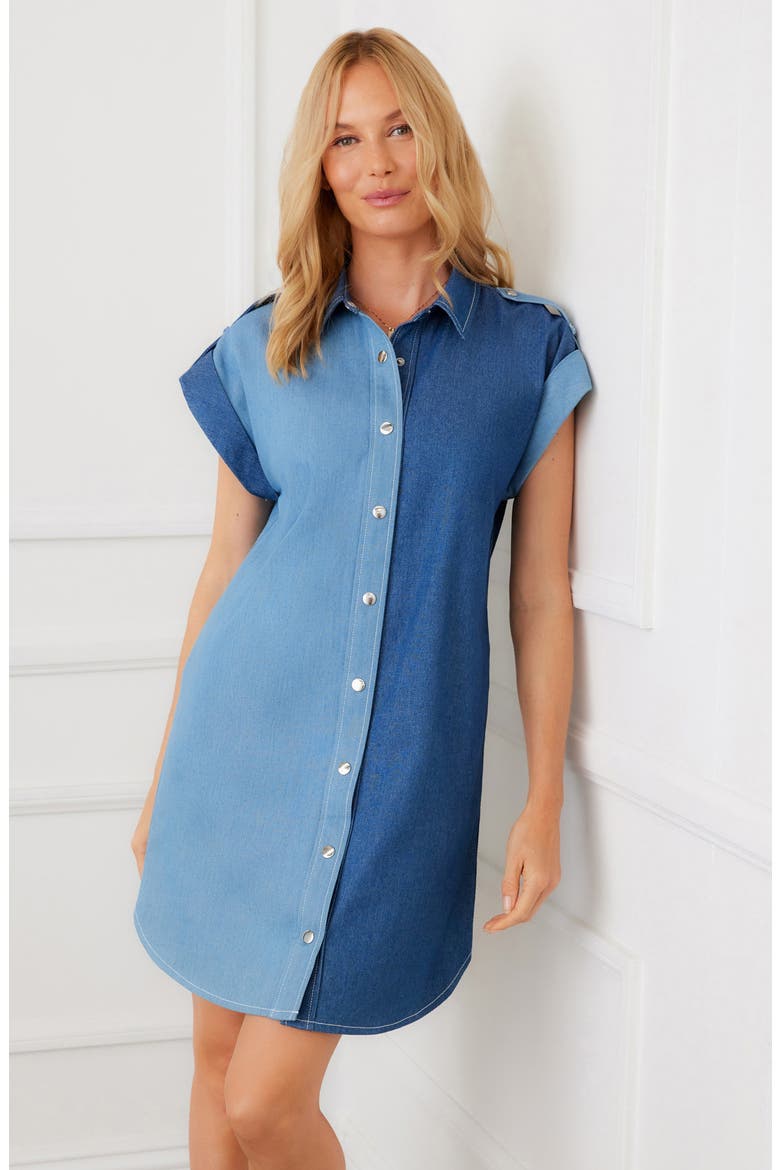 Colorblock Denim Shirtdress
