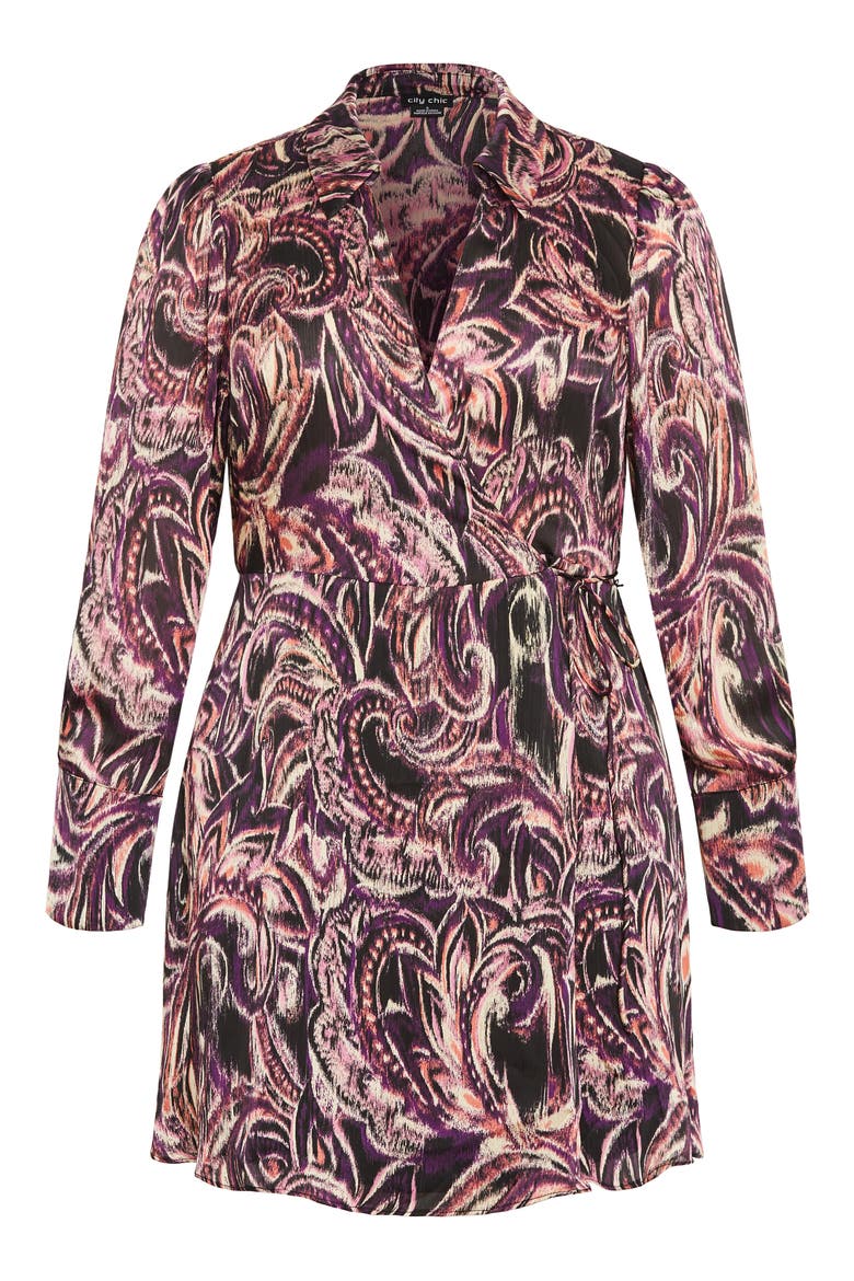 Maelynn Paisley Print Long Sleeve Wrap Dress