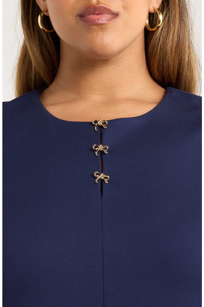 Bow Detail Long Sleeve Ponte Dress
