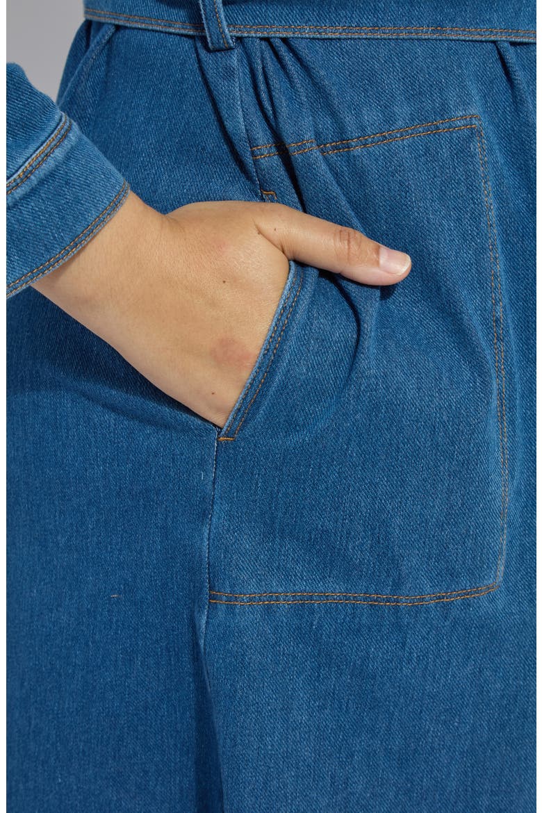 Schiffer Belted Long Sleeve Denim Shirtdress