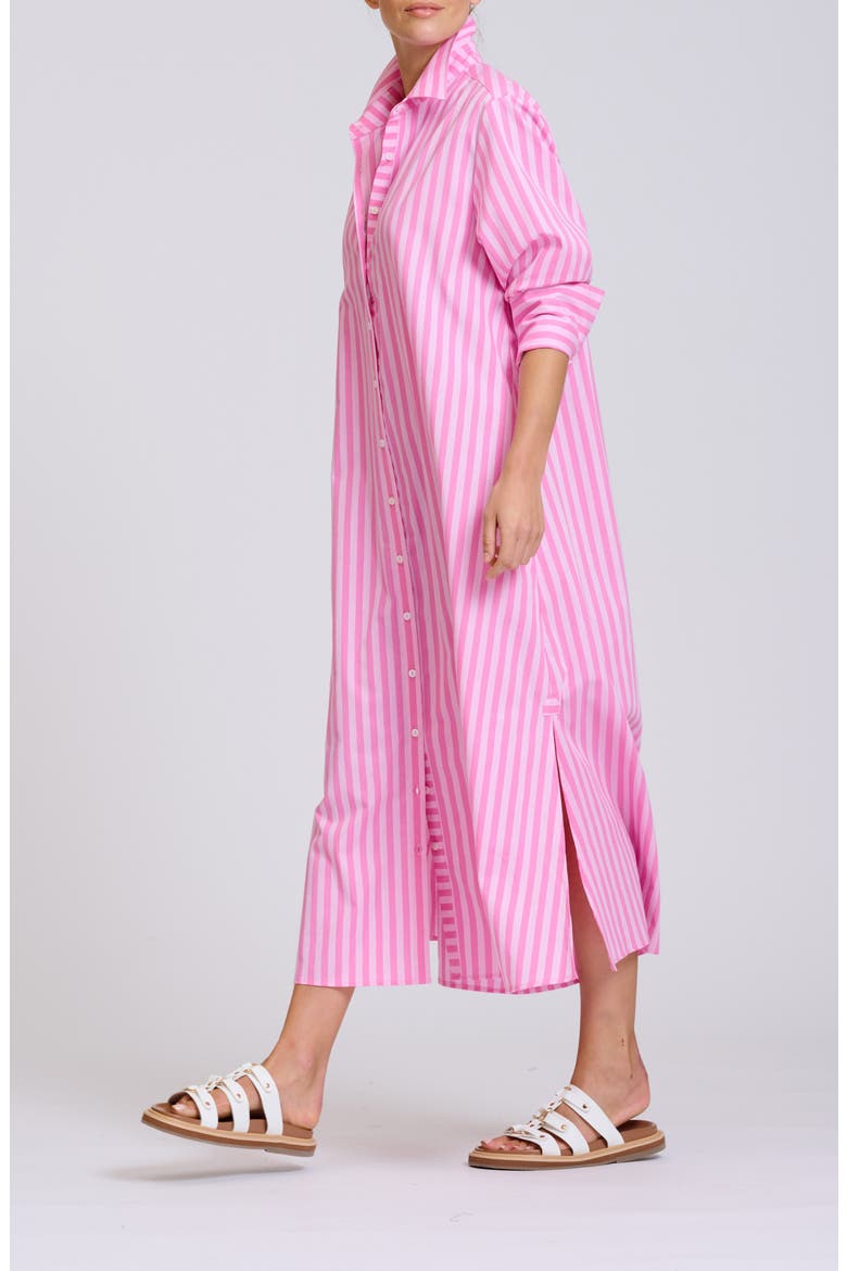 Stripe Oversize Long Sleeve Cotton Poplin Shirtdress